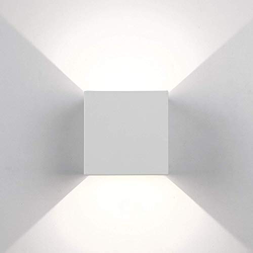 Topmo-plus 12w lampada da parete a LED con angolo regolabile/Applique a LED per esterni/interni Impermeabile/Puri COB/Illuminazione a parete Quadrato 10CM 4000K (Bianco/bianco natural)