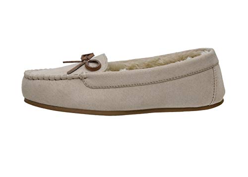 Cushionaire Women's Sabina Moccasin Slipper +Memory Foam, Stone 7.5 #TOP1