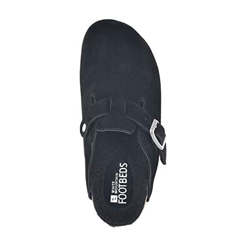 White Mountain Shoes Bari Leather Footbeds Clog, Black/Suede W/Faux Fur, 11 M #TOP4