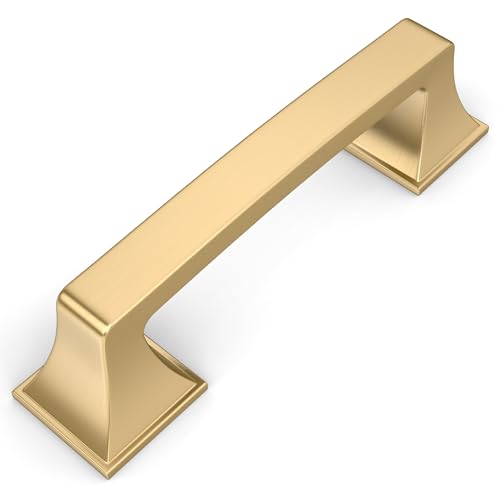 Amerdeco 10 Pack Champagne Bronze Cabinet Pulls 3.75 Inch Hole Center Cabinet Hardware Kitchen Cabinet Handles for Bathroom Drawer Pulls Dresser Pulls AM0002