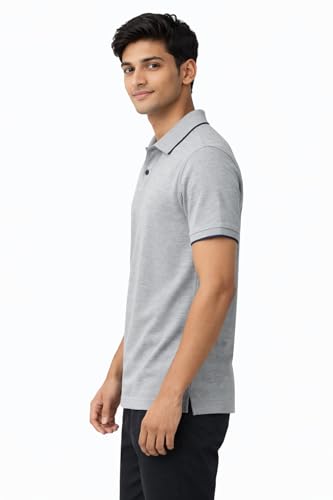 Image of Hangout Hub | Mens Cotton Polo T-Shirt | 270 GSM Premium | Solid Regular Fit | Collared Neck | Half Sleeve | Smart Casual Office Wear | Classic Polo Tee | Elephant Grey