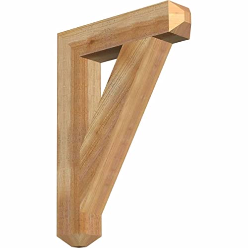 Ekena Millwork BKT04X20X28TRA04RWR Traditional Craftsman Rough Sawn Bracket, 4" Width x 20" Depth x 28" Height, Western Red Cedar
