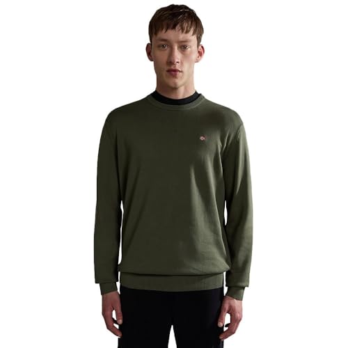 Pull Napapijri NP0A4D Droz 4 vert, vêtement en maille torsadée pour homme