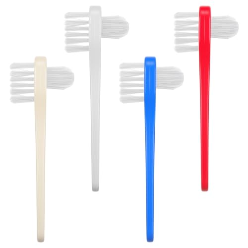 4 cepillos de dientes de doble cara duro, portátil, cepillo de limpieza de prótesis, limpieza eficiente de prótesis, para dentaduras postizas, dentaduras, retenedores, alineadores, férulas dentales