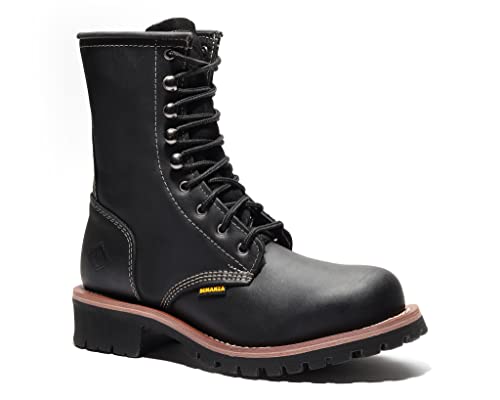Image of Bonanza Boots Sierra Logger 9 inch Work Boots for Men - Premium Leather Steel Toe Boots with Slip and Oil Resistant Rubber Outsole