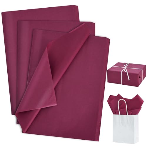 BEISHIDA 100 Sheets Dark Red Tissue Paper Bulk Wrapping Tissue Paper for Gift Bags 14 x 20 Inch Gift Wrap for Valentine Birthday Wedding Graduation DIY Crafts Holiday Flowers