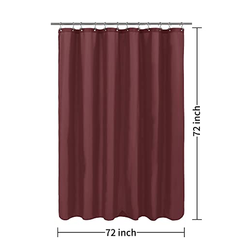 Image of ALYVIA SPRING Waterproof Fabric Shower Curtain or Liner Burgundy Red, 72x72 | 3 Magnets, Soft Cloth & Hotel Quality, Machine Washable, Light-Weight, Standard Size