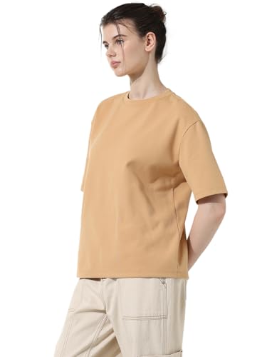 Image of ONLY Round Neck Drop-Shoulder Sleeves Oversized T-Shirt