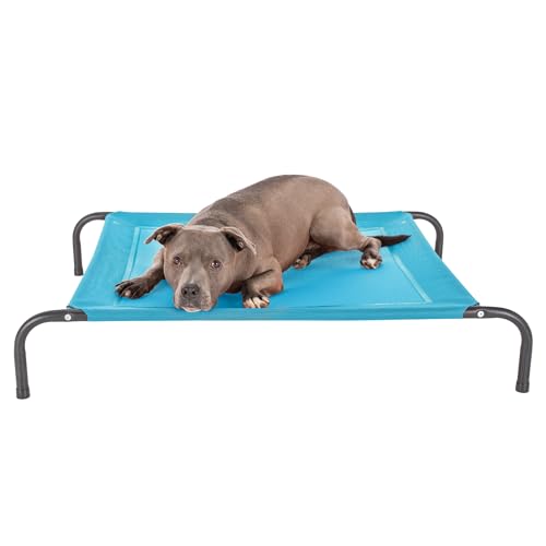 Image of FurHaven Elevated Pet Cots - Cooling & Breathable Nylon Mesh Hammock for Dogs /Easy-to-Assemble / / Durable and Reinforced /Perfect for Rest & Relaxation Outdoors - Capri Blue, Medium