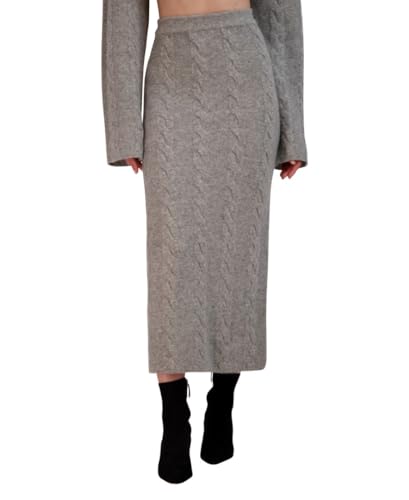 BCBGMAXAZRIA Women's Pull on Cable Knit Midi Pencil Skirt