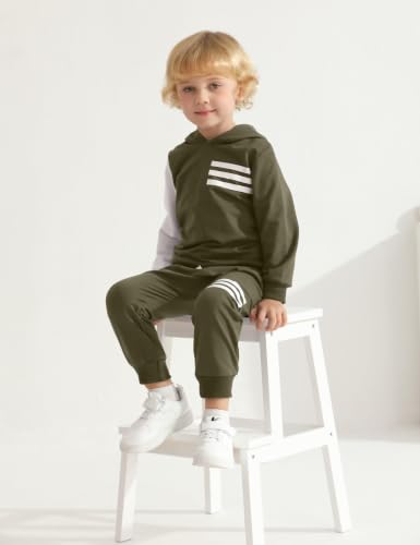 Image of Toddler Boy Clothes Long Sleeve Hoodie Sweatsuits Tops and Pants 2Pcs Boys Fall Winter Outfits Set