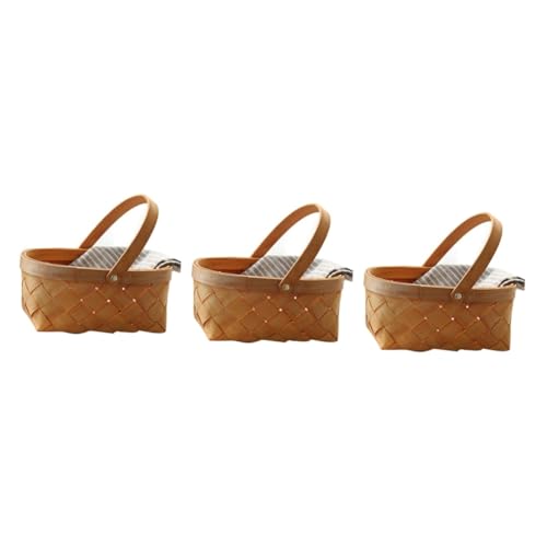 ULDIGI 3 Pièces panier de rangement d'articles ménagers corbeille de fruits en rotin paniers de fleurs tressés poubelle jouet kitchen storage basket conteneur de stockage en rotin En bois