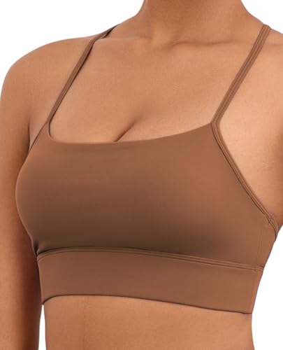 Image of Womens Y-Back Sports Bra, Weightless Padded Yoga Bra, Spaghetti Strap Low Impact Gym Top for Workout & Daily Wear