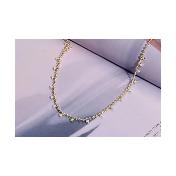18K White/Yellow Gold Plated Silver Necklace With 0.60 TCW Lab Grown Diamond/0.50 TCW Lab Grown Emerald Necklace For Women, Gift For Her Jewelry For Women - Image 4