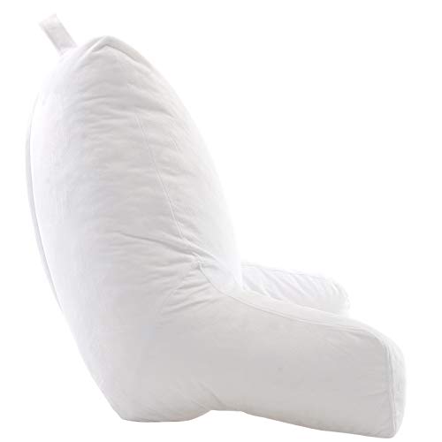 Cheer Collection Foam-Filled Reading and Gaming Pillow with Armrest and Washable Velour Cover, White - Thumbnail 2