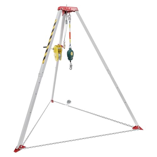 DAJILISHI Confined Space Tripod - 2600lbs Winch Rescue Tripod, 8' Extendable Legs, 98' Rescue Cable, 32.8' Fall Protection, Confined Space Rescue, Harness, Blower, Gas detector