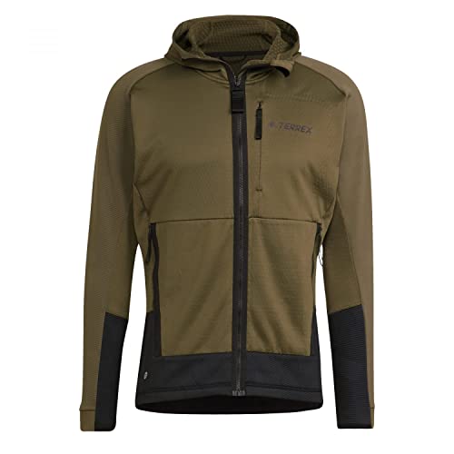 adidas Mens Polarfleece-Full Zip Terrex Tech Flooce Hooded Hiking Fleece...