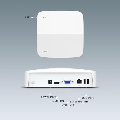 Tenda NVR Überwachungssystem Rekorder - 8CH NVR Recorder, Unterstützt bis zu 8MP Kameras, Anschließbar an PoE/Nicht-PoE-Switches, H.265+, HDD Cloud Storage, APP Fernüberwachung, N3L-8H