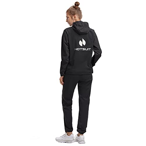 HOTSUIT Costume Sauna Femmes Pantalon Veste Amincissant Vêtement de Transpiration Séance de Gym Sweat Suits Vêtements de Sudation Survêtement Sauna Noir XL