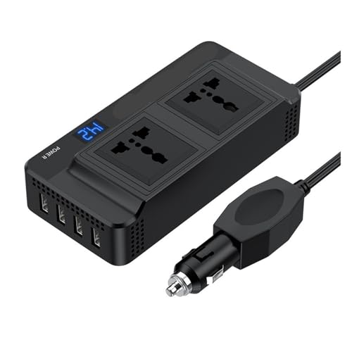 Falownik samochodowy 200 W 12 V do 220 V 110 V 200 W Cztery porty USB + dwa gniazda do pojazdu/domu/kampera/ciężarówki,Szybkie i wydajne ładowanie