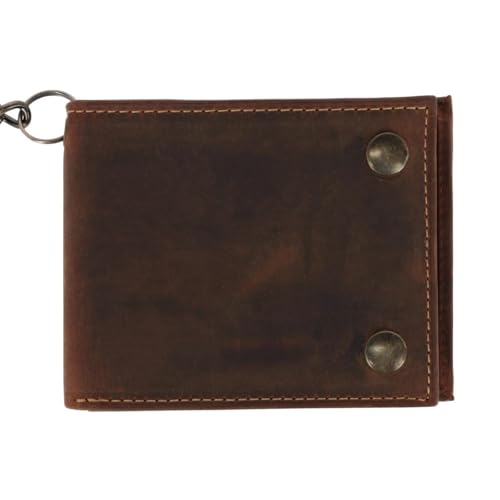 CTM Men's Leather Bifold Chain Wallet, Brown3