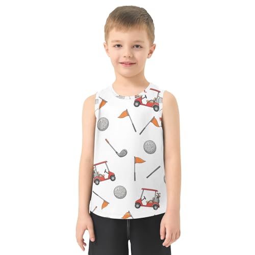 J JOYSAY Cartoon Golf White Boys Tank Top Sleeveless Muscle Shirts Quick Dry Sport Active Workout Kids T-Shirts 3-15T2
