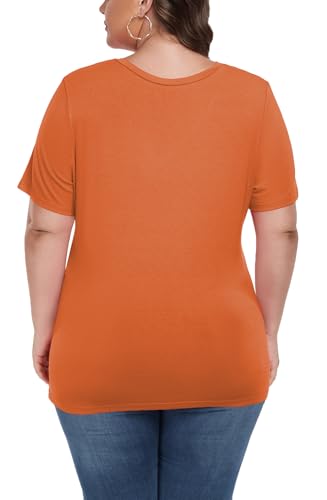 Image of ForHailey Women's Plus Size Short Sleeve Tee Shirt V Neck Basic Ladies Loose Fit T Shirt 1X-5X