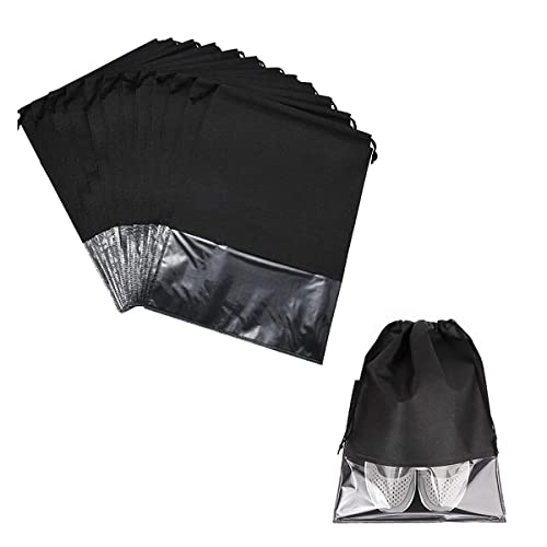 JDGMEI 10 Piezas Bolsa de Zapatos para Viajes, Portátil a Prueba de Polvo Transpirable Bolsas de Viaje, Multifunción Bolsa Prueba de Polvo con Ventana Transparente 36 x 45 cm Cover