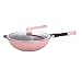 Wok różowa uniwersalna duża głęboka patelnia 32 cm wok dom nieprzywierająca kuchenka indukcyjna gazowa ogólna