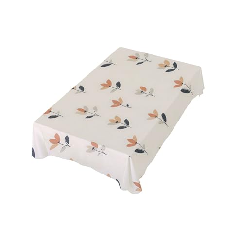 zyrtty Rectangle Table Cloth, Simple Flower Pattern Beige Waterproof Tablecloth Wipeable Table Cover for Kitchen Dinner Indoor and Outdoor Picnic Camping BBQ 54