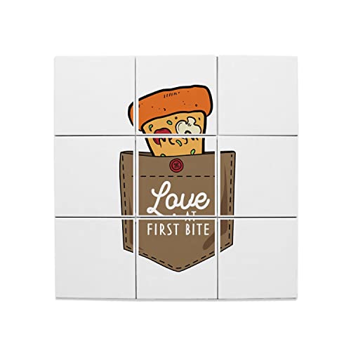 Carreaux Céramique Pizza Love at first Bite tableau mural 60x60 cm pour amoureux de design