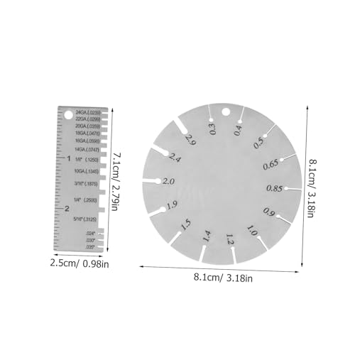 OUNONA 2pcs Herramienta de Medición de Alambre en Acero Inoxidable para Evaluación Precisa de Grosor Diseño Doble Cara para Soldadura y Verificación de Material y Calibrador Portátil miniatura 2