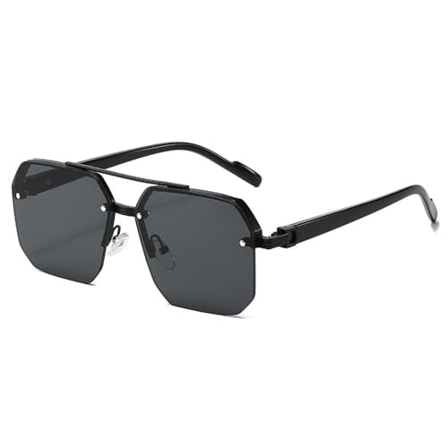Lunettes de soleil homme métal demi-monture rétro clous de riz pour sport de plein air