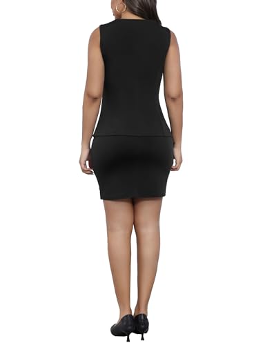 Womens Summer 2 Piece Outfits Summer Sleevevless Scoop Neck Blazer Vest Mini Skirt Dress Sets Matching Work Sets3