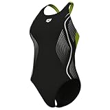 arena Grid Badeanzug V Back Graphic für Damen, Farbe:Schwarz, Größe:40