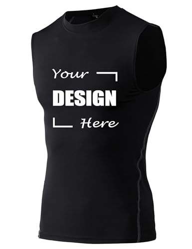 TopTie Personalized Compression Sleeveless Shirt, Custom Training Top 2 Sides Logo Printed