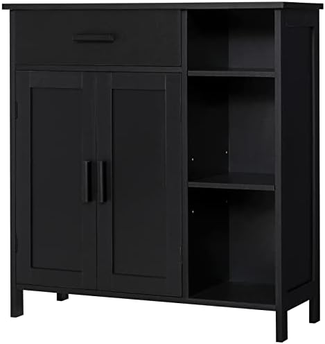WEENFON Storage Cabinet with Doors and Shelves, Floor Storage Cabinet with Drawer, Accent Cabinet for Living Room, Bedroom, WFSNG04H