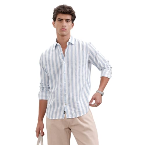 Image of WROGN Men's Cotton Shirt | Vertical Stripes | Comfort Fit