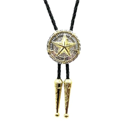 WEYIMVTO Corbata bolo, Collar de corbata ajustable estilo occidental con cordón cuero y colgante estrella for hombre