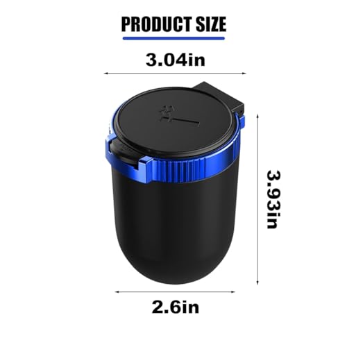Image of Car Ashtray with Lid Smell Proof, Detachable Stainless Smokeless Ash Tray with LED Blue Light, Portable Mini Car Trash Can, Windproof Auto Ashtray Cup Holder for Car Home Outdoor Travel (Blue)