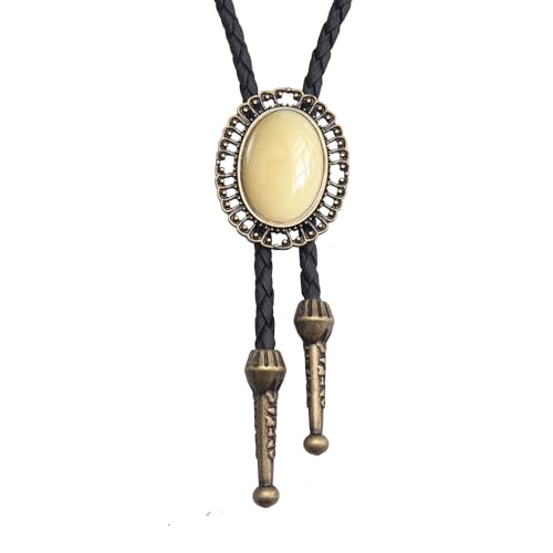 Image of AZORA Western Cowboy Bolo Tie Men Leather Necktie Leather Cord Turquoise Stone Bolo Ties for Men Women