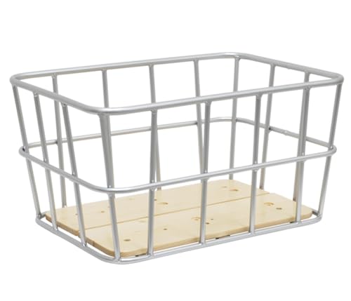 Palmy Wood Panel Aluminum Rear Basket Silver Width 11.3 x Depth 16.9 x Height 8.5 inches (288 x 428 x 215 mm) (Bottom Surface: Width 10.0 x Depth 15.2 inches (255 mm) x Depth 15.2 inches (385 mm)