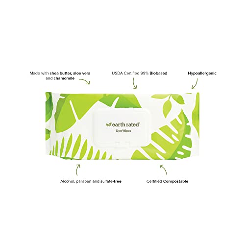 image for Earth Rated Dog Wipes, Thick Plant Based Grooming Wipes for Easy Use o