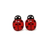 Pretty Smart Red Ladybug Invisible Clip-On Earrings for Non-Pierced Ears Metal Free