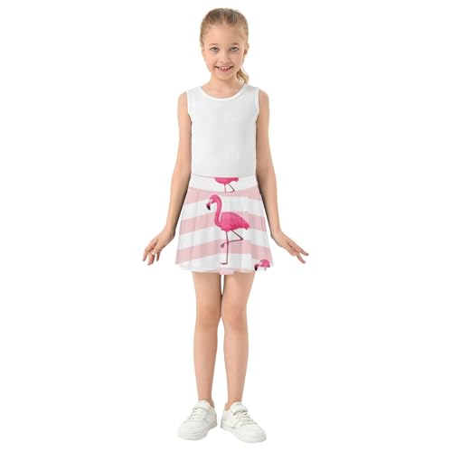 Joisal Cute Girls Skorts Athletic Shorts Kids Tennis Skirts Girl Skort Pink Flamingos Leg 4t3