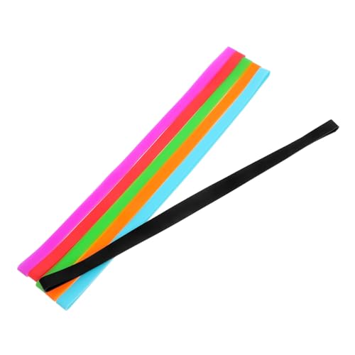 KOMBIUDA 6 bandas de fijación de toallas de silicona para tumbonas de playa, pinzas elásticas en verde, naranja, negro, rojo y azul cielo, práctico soporte para toallas de playa y camping