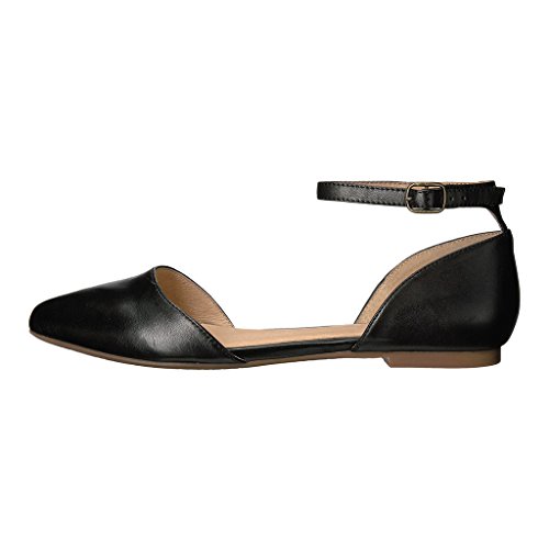 YDN Women Casual D'Orsay Pointed Toe Ballet Flats Comfort Slip-on Walking Shoes with Ankle Strap2