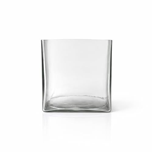 Image of KALAKRITI 5 Inch Clear Square Glass Flower Vase | Modern Cube Decorative Vase for Fresh, Artificial Flowers & Floral Arrangements | Table Centerpiece for Home, Office, Hotel & Restaurant (Pack of 1)