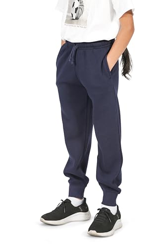 EVERYDAY KIDS Girls’ Cotton Fleece Sweatpants; Girls’ Activewear Jogger Pants - Soft and Breathable Cotton/Poly Blend