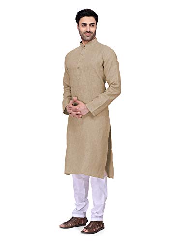 Elina fashion Men's Cotton Kurta Pajama Set Tunic Indian Traditional Wear2